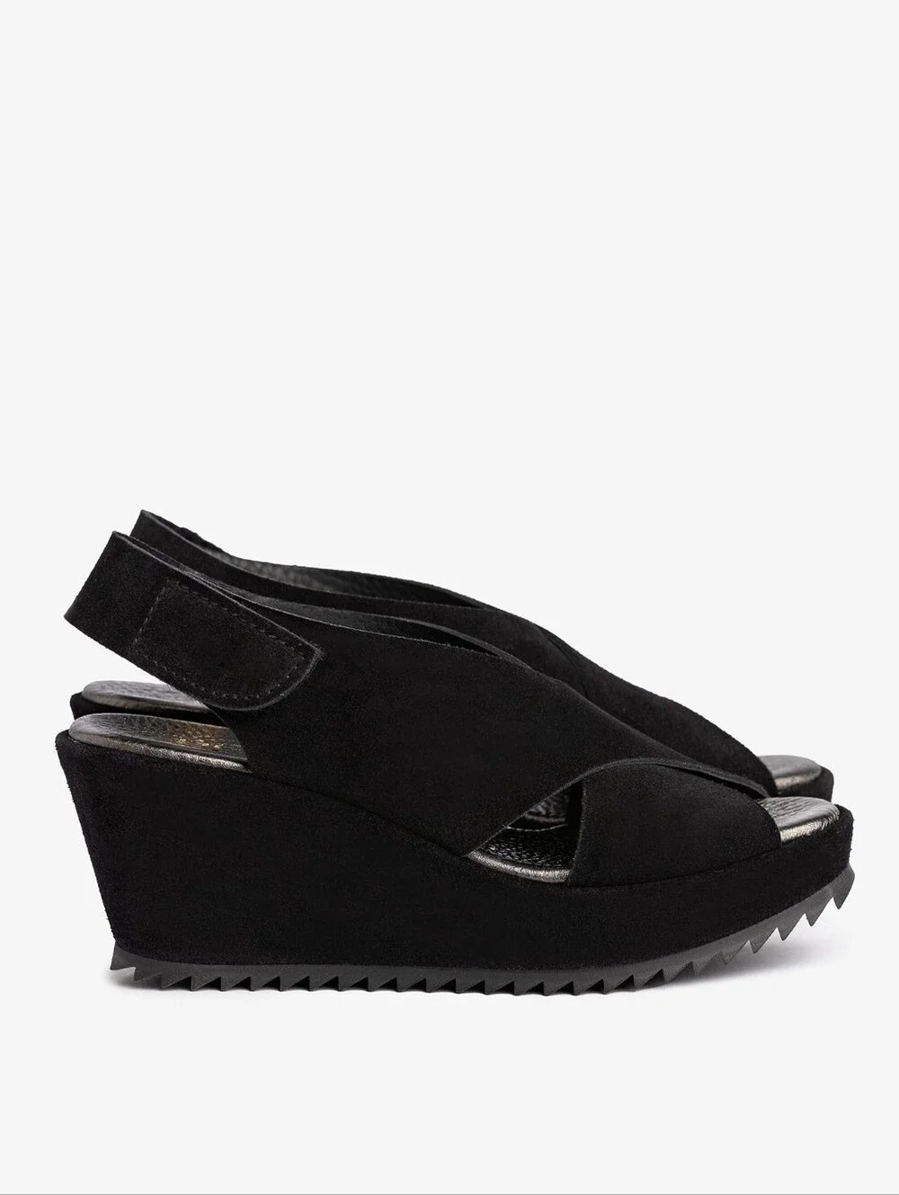 Pedro Garcia Federica Suede Wedge Black Sandals